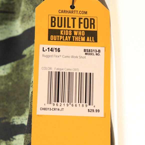 NWT Carhartt Boy's Rugged Flex Loose Fit Ripstop Camo Work Shorts - Picture 9 of 12